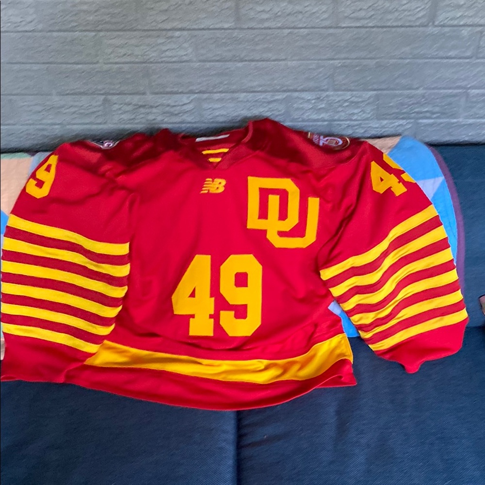 New Balance Red and Yellow Striped Jersey